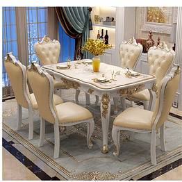 carved golden dining table set european classic 6 seater-dining