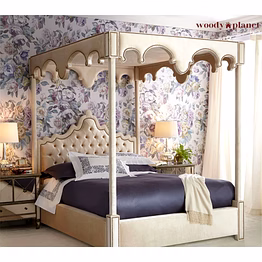 modern style upholstered four poster bed-beds