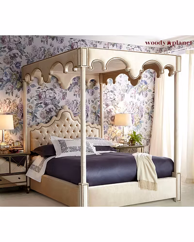 Modern Style Upholstered Four Poster Bed-Beds-10031