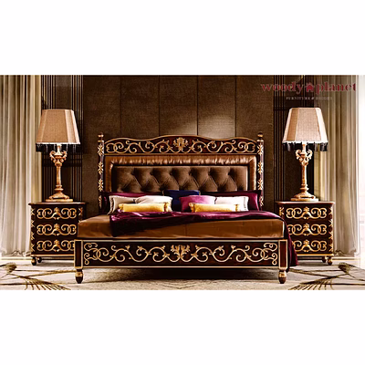 lisa hand carved royal motif bedroom set-beds