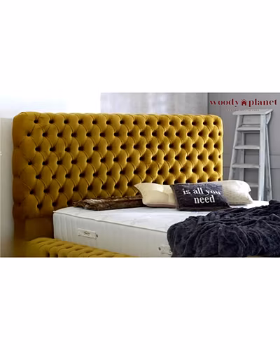 High Headboard Tufted Luxury Bed Velvet Upholstered-Beds-1