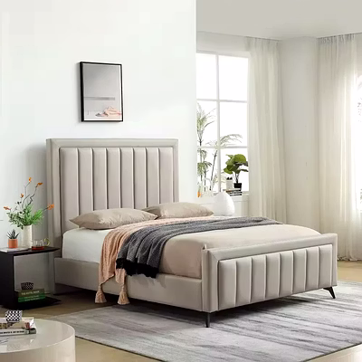 elegant modern queen bed with high headboards and wooden frame-beds