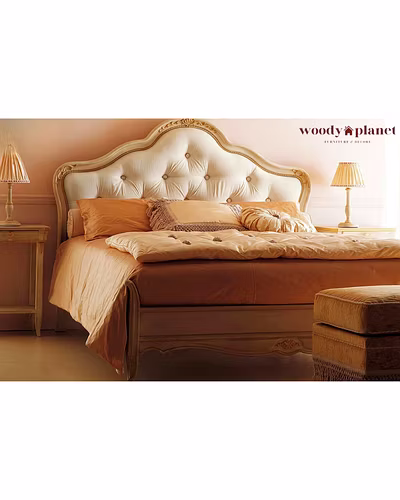 Chandigarh Classic Style Golden Wooden Bed-Beds-1