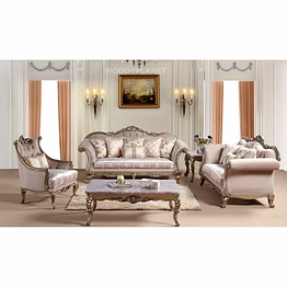 vasundhara classic style metallic finish sofa set luxurious teak wood-sofa sets