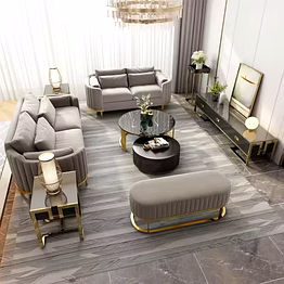 modern luxury curved 6 seater sofa set for living room | tufted fabric design-sofa sets