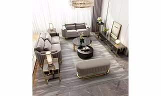 Modern Luxury Curved 6 Seater Sofa Set for Living Room | Tufted Fabric Design-Sofa Sets