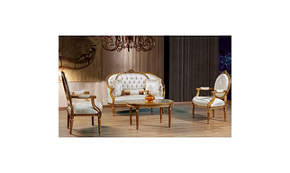 French Style Carved Tea Sofa Set Luxurious Teak Wood-Sofa Sets