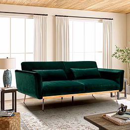 convertible velvet sofa with rose gold legs – modern glam seating-sofa sets