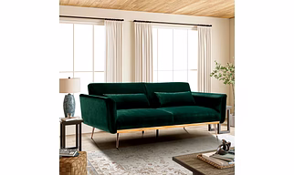 Convertible Velvet Sofa with Rose Gold Legs – Modern Glam Seating-Sofa Sets