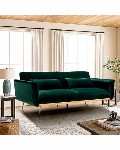 Convertible Velvet Sofa with Rose Gold Legs – Modern Glam Seating-Sofa Sets-10044