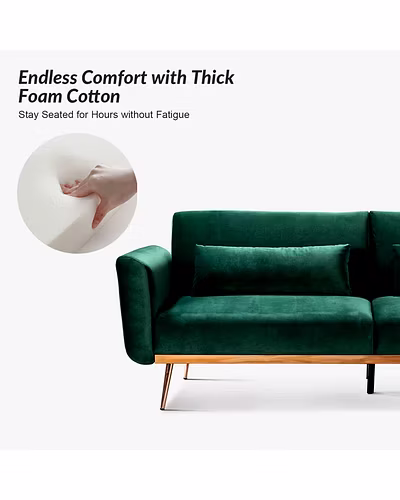 Convertible Velvet Sofa with Rose Gold Legs – Modern Glam Seating-Sofa Sets-1