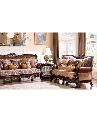 Charusheela Antique Style Ottoman Sofa Set Luxurious Teak Wood-Sofa Sets-1