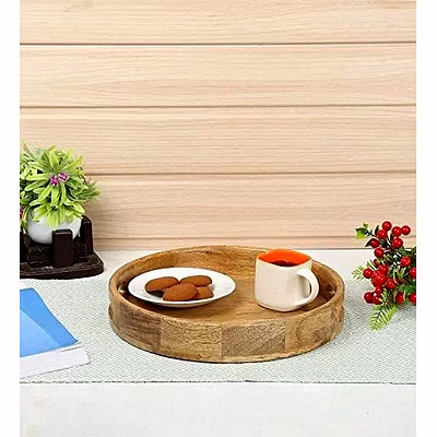 round woodenwooden serving tray with handle – elegant & functional-home décor