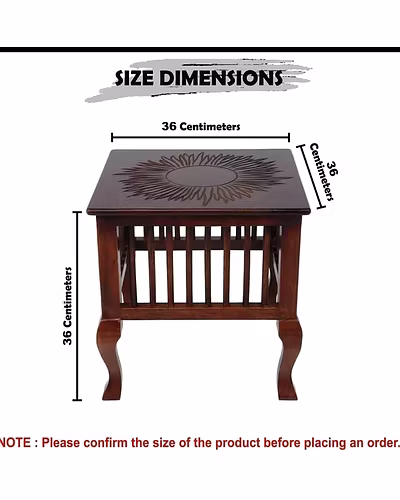 Mango Wood Walnut Finish Handmade Carving Classic Side Table-Home Décor-10058