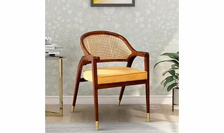 Teak Wood Arm Chair with Walnut Finish-Chairs