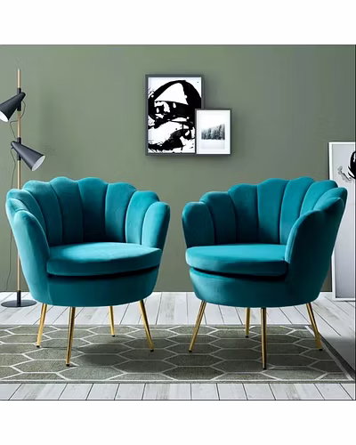 Hendrix Wide Velvet Barrel Chair (Set of 2)-Chairs-10060