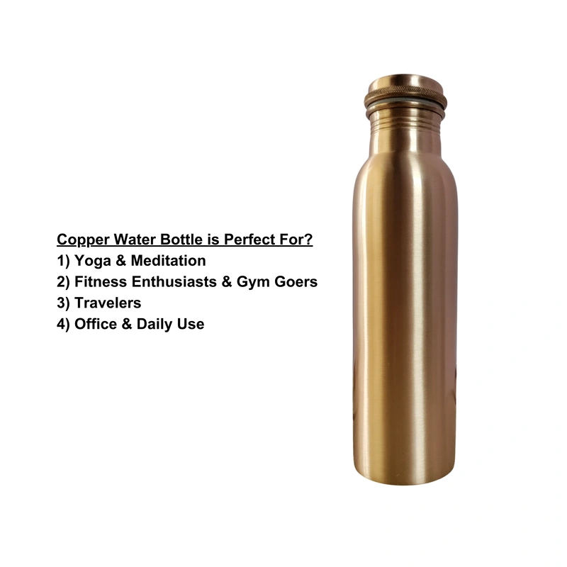 Plain Finish Copper Water Bottle | 32.5 OZ/950 ML | Handcrafted in India with Ayurveda &amp; Yoga Health Benefits | Detoxifies Body, Improves Digestion, Immunity &amp; Skin Tone-6