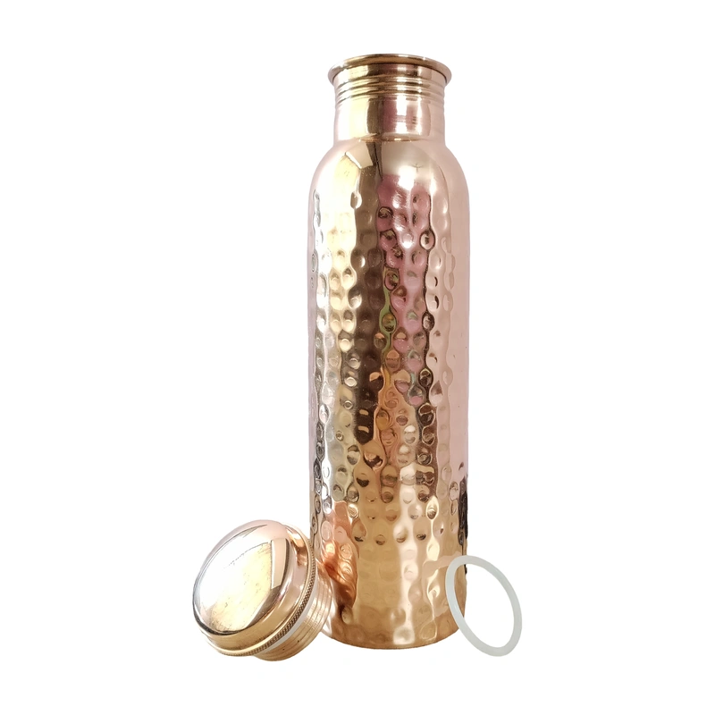 Hammered Copper Water Bottle | 32.5 OZ/950 ML | Handcrafted in India with Ayurveda &amp; Yoga Health Benefits | Detoxifies Body, Improves Digestion, Immunity &amp; Skin Tone-MSENT_MORAD_HAMMERED_A_950ML