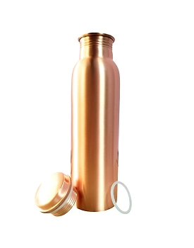 Plain Finish Copper Water Bottle | 32.5 OZ/950 ML | Handcrafted in India with Ayurveda & Yoga Health Benefits | Detoxifies Body, Improves Digestion, Immunity & Skin Tone
