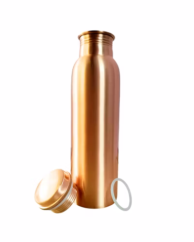 Plain Finish Copper Water Bottle | 32.5 OZ/950 ML | Handcrafted in India with Ayurveda &amp; Yoga Health Benefits | Detoxifies Body, Improves Digestion, Immunity &amp; Skin Tone-MSENT_MORAD_PLAIN_A_950ML