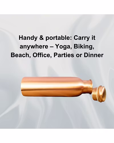 Plain Finish Copper Water Bottle | 32.5 OZ/950 ML | Handcrafted in India with Ayurveda &amp; Yoga Health Benefits | Detoxifies Body, Improves Digestion, Immunity &amp; Skin Tone-5