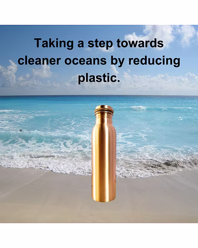 Plain Finish Copper Water Bottle | 32.5 OZ/950 ML | Handcrafted in India with Ayurveda &amp; Yoga Health Benefits | Detoxifies Body, Improves Digestion, Immunity &amp; Skin Tone-4