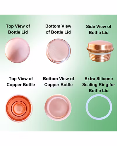 Plain Finish Copper Water Bottle | 32.5 OZ/950 ML | Handcrafted in India with Ayurveda &amp; Yoga Health Benefits | Detoxifies Body, Improves Digestion, Immunity &amp; Skin Tone-6