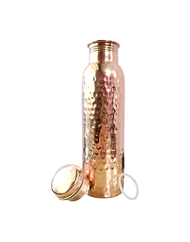 Hammered Copper Water Bottle | 32.5 OZ/950 ML | Handcrafted in India with Ayurveda & Yoga Health Benefits | Detoxifies Body, Improves Digestion, Immunity & Skin Tone