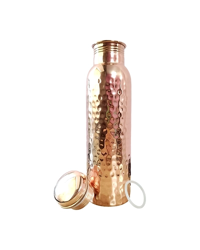 Hammered Copper Water Bottle | 32.5 OZ/950 ML | Handcrafted in India with Ayurveda &amp; Yoga Health Benefits | Detoxifies Body, Improves Digestion, Immunity &amp; Skin Tone-MSENT_MORAD_HAMMERED_A_950ML
