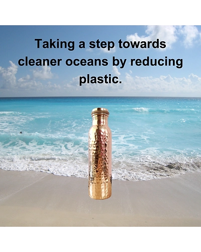 Hammered Copper Water Bottle | 32.5 OZ/950 ML | Handcrafted in India with Ayurveda &amp; Yoga Health Benefits | Detoxifies Body, Improves Digestion, Immunity &amp; Skin Tone-4