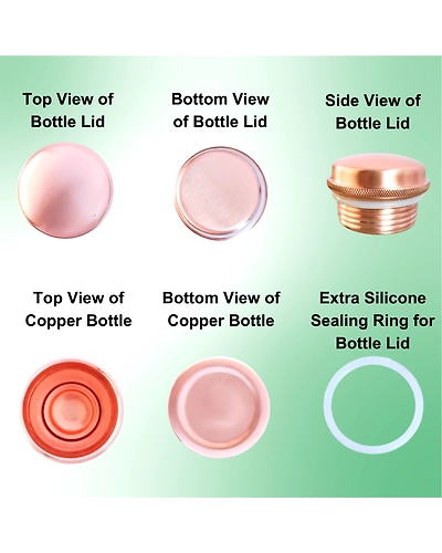 Set of 2 Plain Finish Copper Water Bottles | 32.5 OZ/950 ML each | Handcrafted in India with Ayurveda &amp; Yoga Health Benefits | Detoxifies Body, Improves Digestion, Immunity &amp; Skin Tone-6