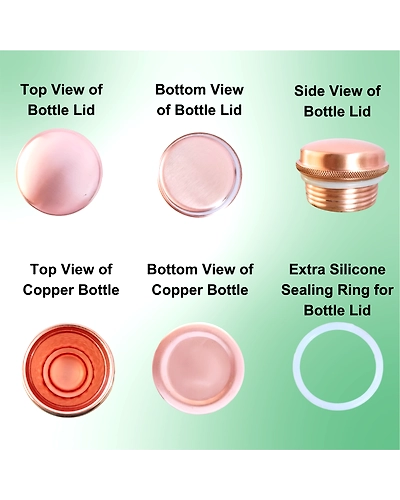 Set of 2 Hammered Copper Water Bottles | 32.5 OZ/950 ML each | Handcrafted in India with Ayurveda &amp; Yoga Health Benefits | Detoxifies Body, Improves Digestion, Immunity &amp; Skin Tone-6