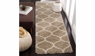 Shaggy Runner Rug ( Beige Ivory, 2X6 Feet )