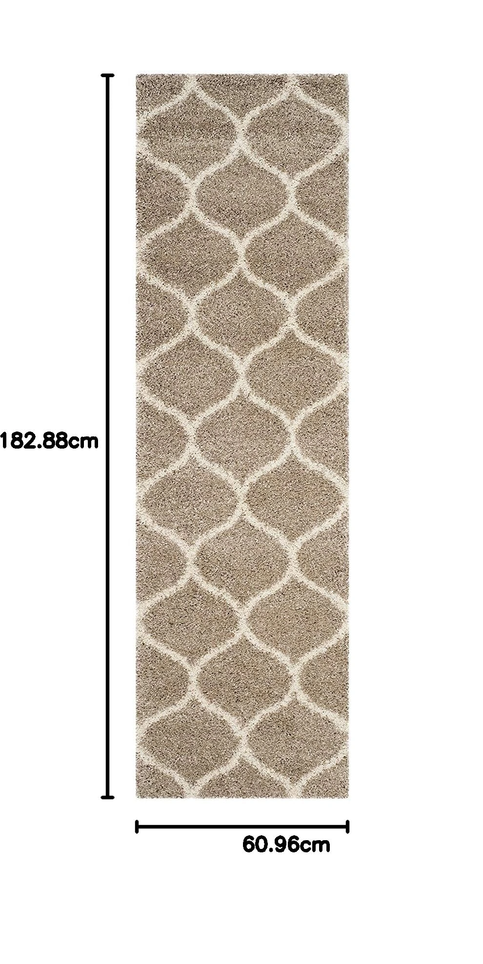 Shaggy Runner Rug ( Beige Ivory, 2X6 Feet )-1