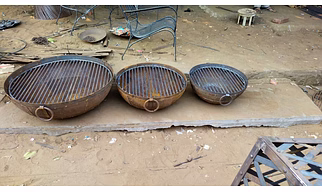 Vintage Iron Kadai Set of Three with Jali - Cooking Essentials for Your garden