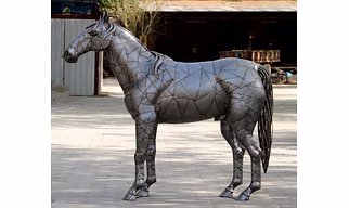 Majestic Handmade Rustic Iron Horse Sculpture 243X60X200CM