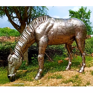 Rustic Iron Garden Decor Horse Sculpture - Handcrafted Artwork