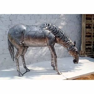 Rustic Iron Garden Decor Horse Sculpture - Handcrafted Artwork