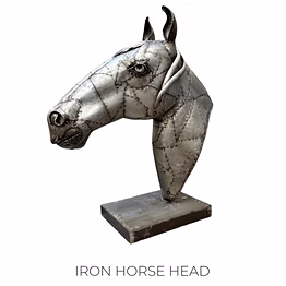 iron horse face - vintage handcrafted home decor 30x30x60cm