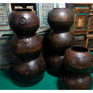 Rustic Handmade Iron Metal Decorative Pot Set of 3