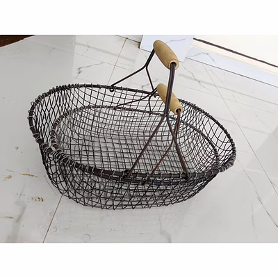 vintage iron fruit decor basket set of 2- home decor accent