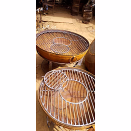 indian antique iron kadahi barbecue grill – set of 3 (multi size)