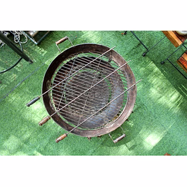 indian vintage folding kadahi barbecue grill – iron fire pit