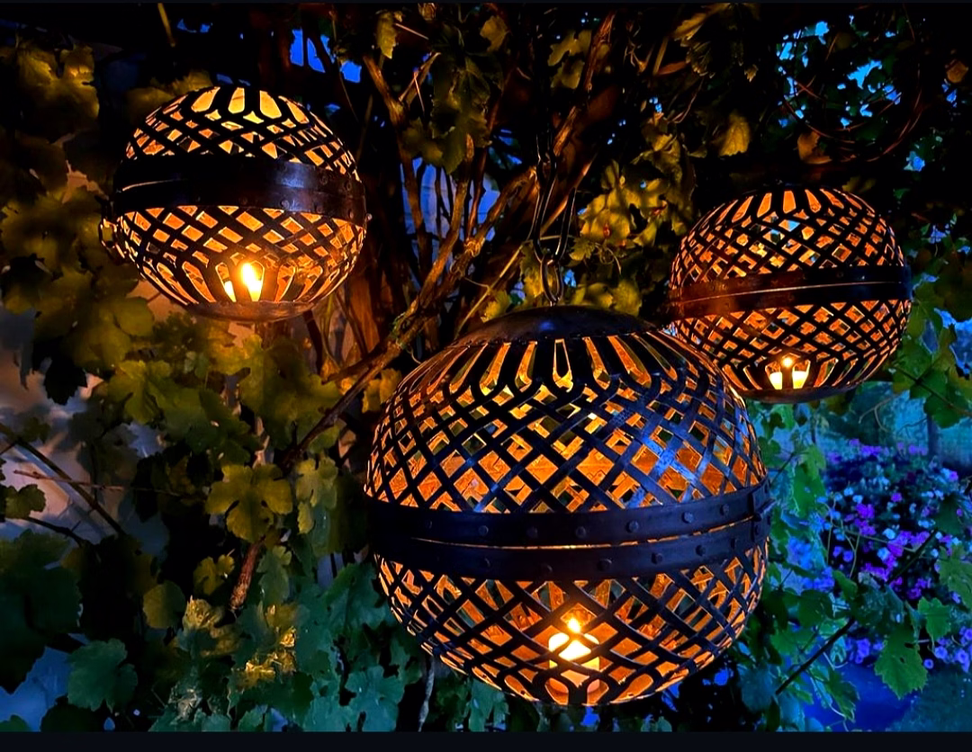 handcrafted iron vintage rustic decorative ball set of 3 - indian design accent piece