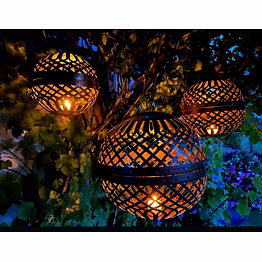 handcrafted iron vintage rustic decorative ball set of 3 - indian design accent piece