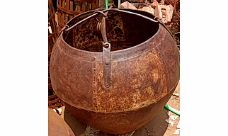 Large Vintage Restored Iron Planter Pot for Home