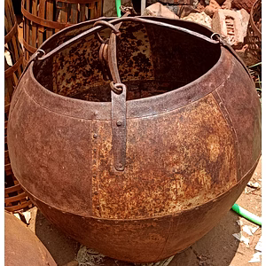Large Vintage Restored Iron Planter Pot for Home