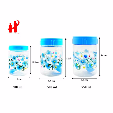 Kitchen Storage Floral Printed Royal PET Container Set of 21 (Harsh Pet)-1