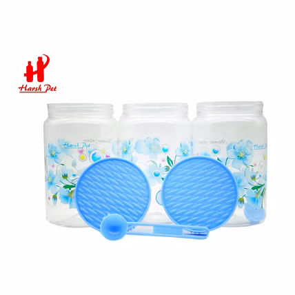 Kitchen Storage Floral Printed Royal PET Container Set of 21 (Harsh Pet)-3
