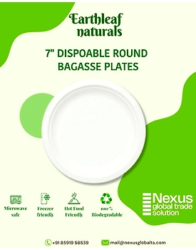 7" Round Disposable Bagasse Plates